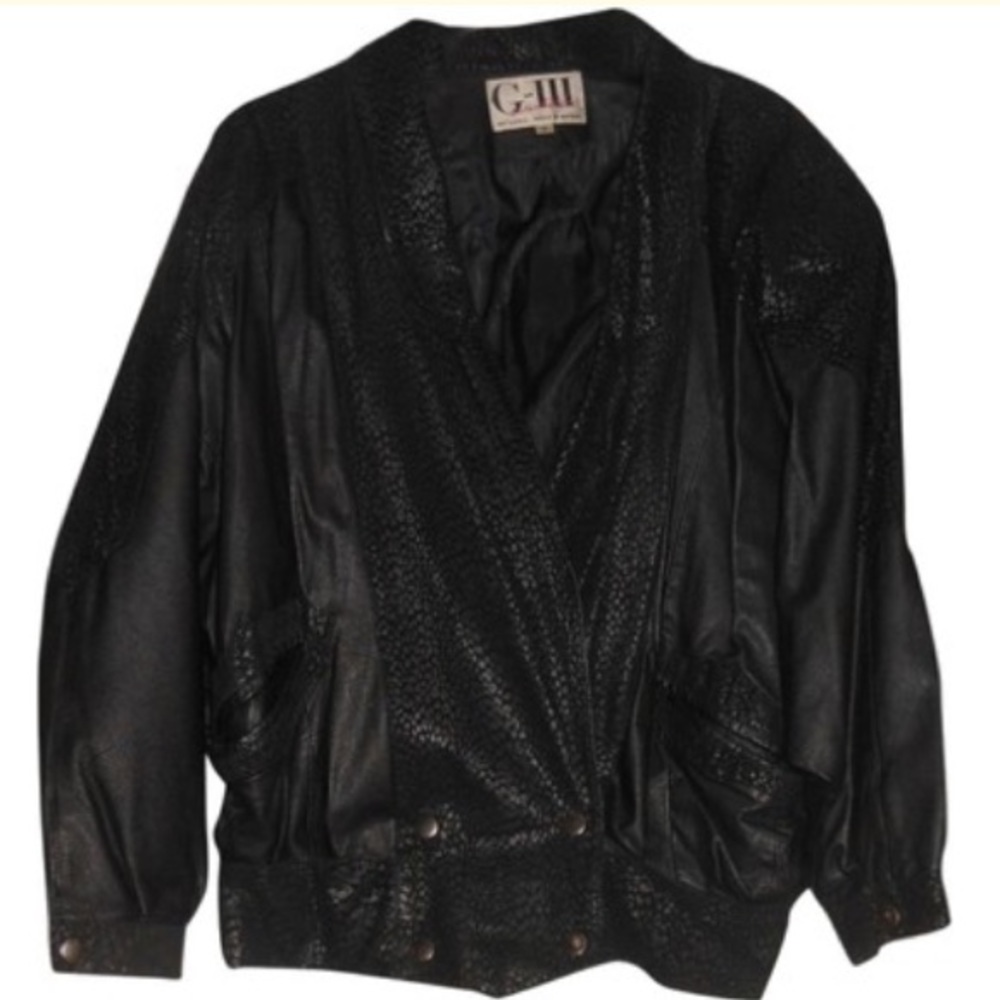 Women's Vintage G-III Black Leather Jacket Size Small